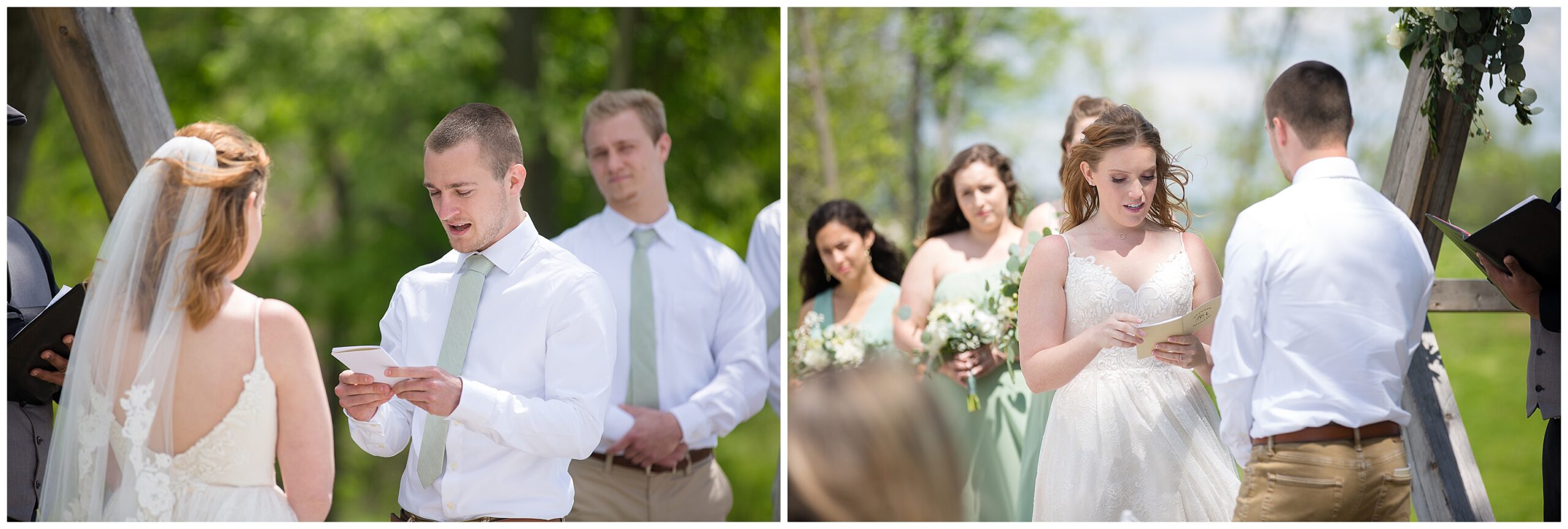 exchanging vows at Cooper's Ridge Event Venue in Boonville MO wedding photography by Bella Faith Photography