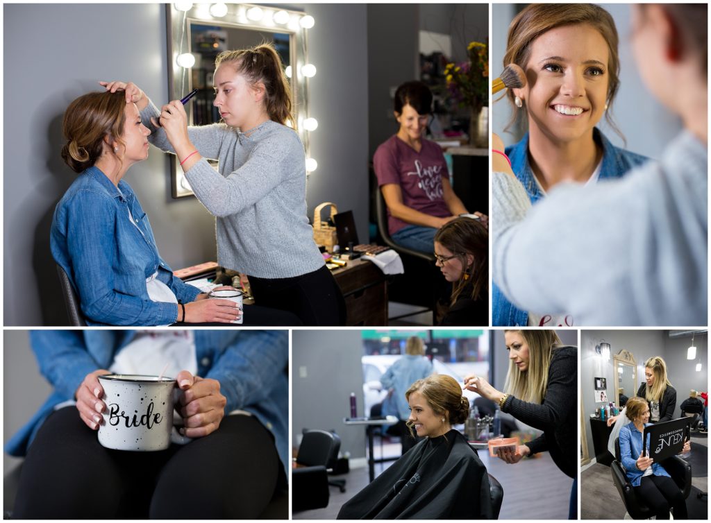 Bride getting ready at Great reflections Salon and Spa in Ashland mo, wedding photography by Bella Faith Photography 