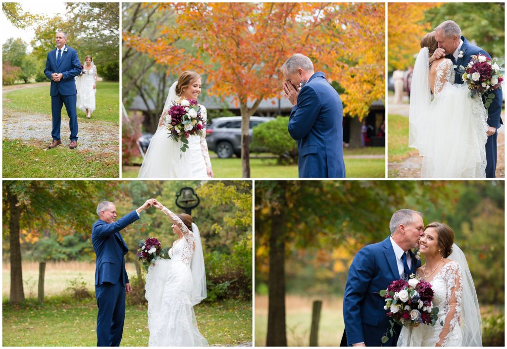 Wedding photography first look with father. Wedding in Columbia, Mo by Bella Faith Photography 