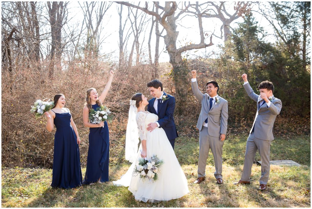 Winter wedding bridal party photography 