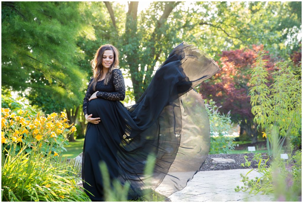 Black maternity gown portrait photography