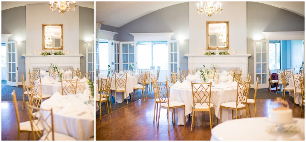columbia Country club wedding reception, chivari chairs by Bella Faith photography