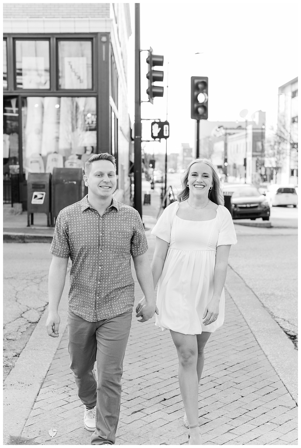 engagement photos at the District in Columbia Missouri