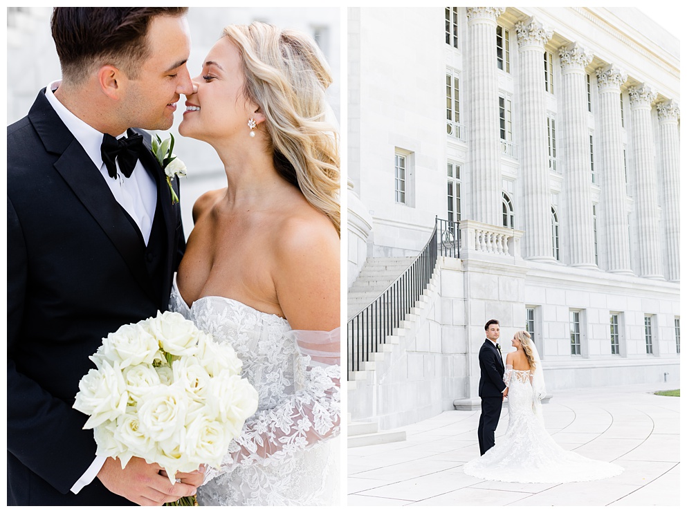 bride and groom portraits Jefferson City Missouri State Capitol