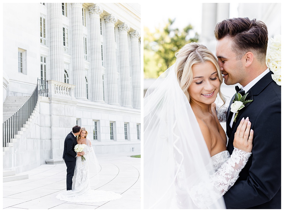 bride and groom portraits Jefferson City Missouri State Capitol