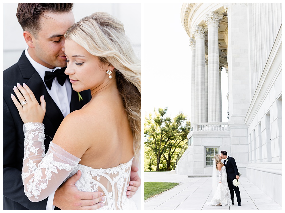 bride and groom portraits Jefferson City Missouri State Capitol