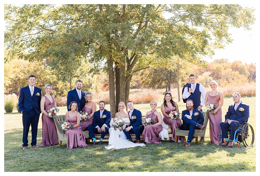 Wedding party photos at Cooper's Ridge Wedding in Boonville Missouri