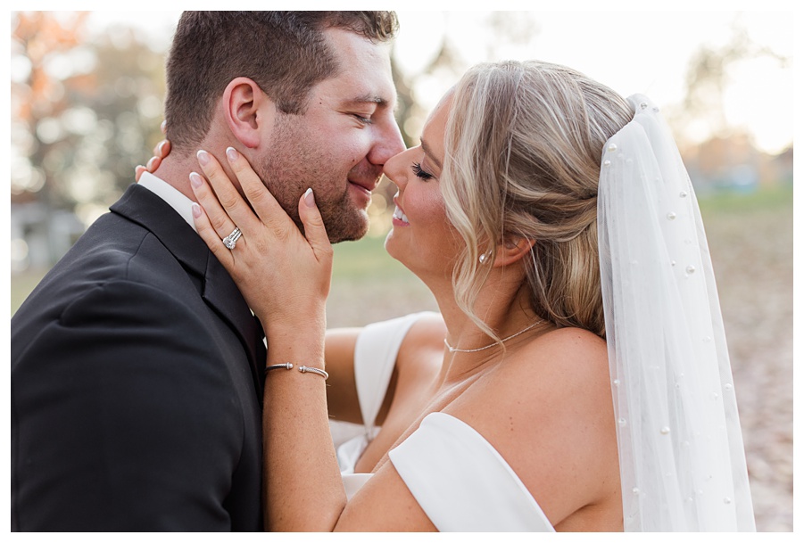 Romantic Bride and groom portrait at a St. Louis Missouri wedding captured by luxury wedding photographer at the Foundry Arte Centre