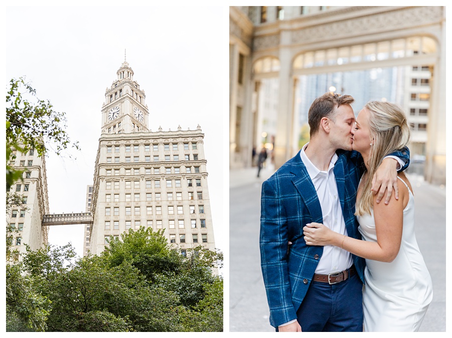 Chicago engagement session at the Wrigley Building in downtown Chicago, photographed by a St. Louis wedding photographer