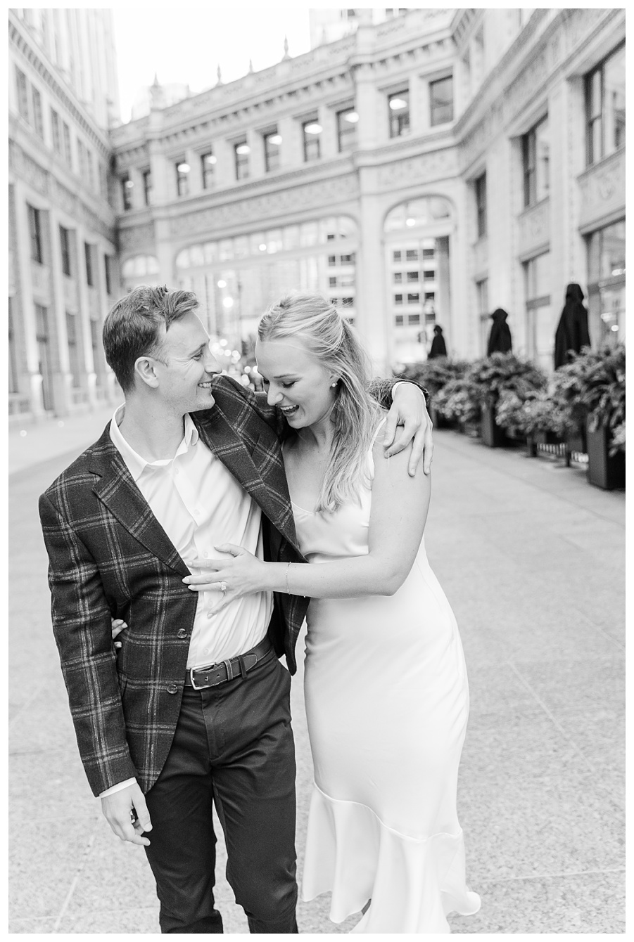 Chicago engagement session at the Wrigley Building in downtown Chicago, photographed by a St. Louis wedding photographer