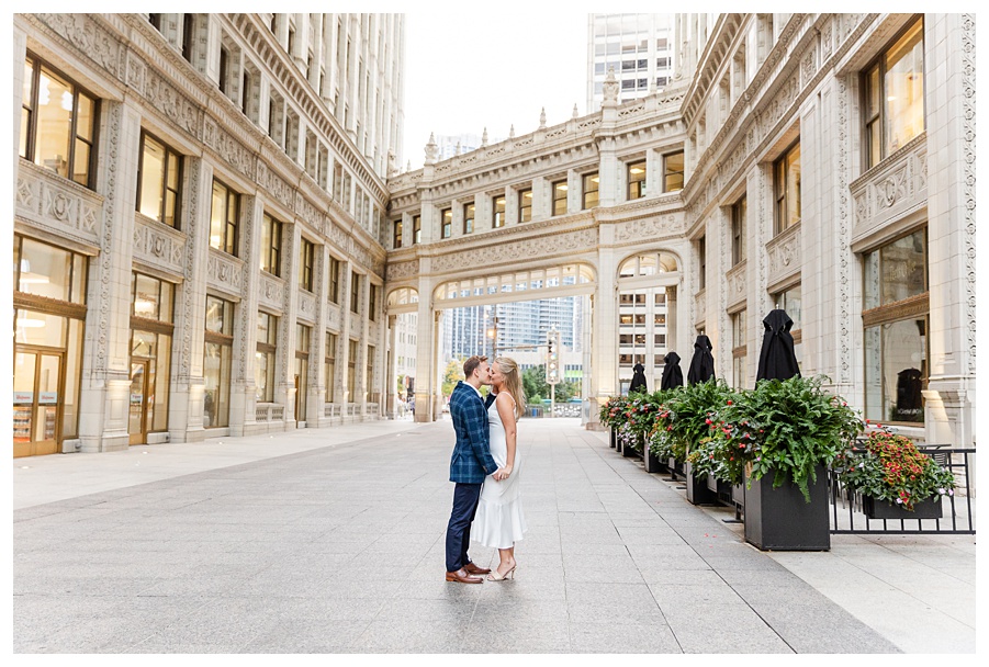 Chicago engagement session at the Wrigley Building in downtown, photographed by a St. Louis wedding photographer