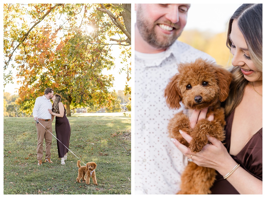 Engagement photos at Stephen's Lake Park in Columbia Missouri